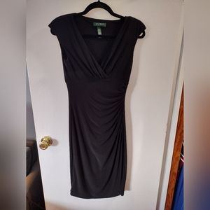 Ralph Lauren black dress size 4. Front slit. Very slimming fit.